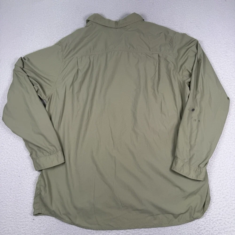 The North Face Shirt Men 2XL Ripstop‎ Button Up Roll Tab Sleeve Zip Pocket *Flaw